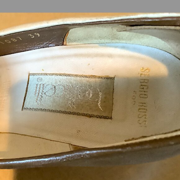 Stunning 1970s vintage Sergio Rossi Cream and Brown Spectator Pumps, Size 8.5 - Picture 16 of 16